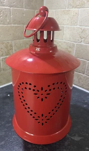 Novelty Red metal Tea Heart Light Lantern 11" hanging-free standing - Picture 1 of 5
