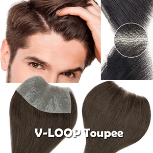 Blonde Mens Toupee Human Hair Forehead Hairline PU Skin Hairpiece Topper For Men - Picture 1 of 57