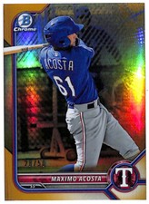 2022 Bowman Chrome Maximo Acosta 28/50 gold refractor rookie card Rangers