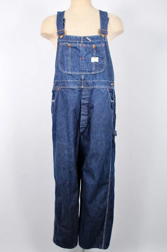 Mens VTG 70s Blue Denim Big Mac Overalls Sz L 1970s Square Bak - Image 1 of 4
