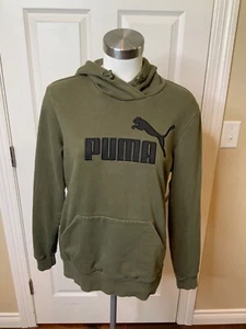 Puma Green Logo Embroidered Hoodie Sweatshirt, Size Large - Picture 1 of 5