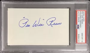 Pee Wee Reese Signed Index Card Baseball Dodgers HOF PSA/DNA Auto Gem Mt 10 - Picture 1 of 3