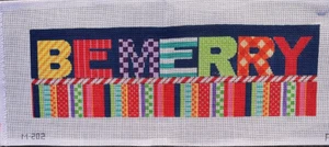 BE MERRY Handpainted Needlepoint Canvas - Picture 1 of 2