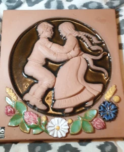 Vintage Sweden Jie Gantofta Solveig ceramic wall plaque hanging picture blomma - Picture 1 of 10