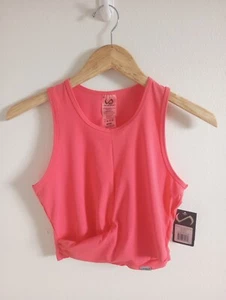 NWT Tlf Womens Revive Gym Crop Tank Top Coral Scoop Neck Draped Stretch M - Picture 1 of 3