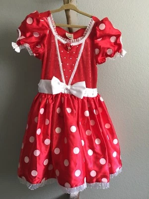 Disney Store Minnie Mouse Dress Girls Costume Size M Red White 🌺Adorable GUC - Image 1 of 4