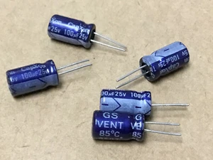 (5 PC) NWC ECR101M25AT1 CAPACITOR, ALUMINUM ELECTROLYTIC, 25V 100uF 20% - Picture 1 of 4