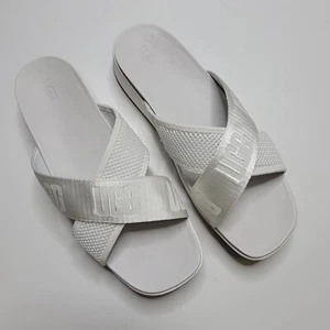Sandalias de malla blanca UGG Emily con logotipo de cuña sin cordones banda cruzada talla 11 - Imagen 1 de 12