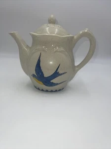 Brocca The Square Nest 2002 Crackle Pottery pancia gialla Bluebird - Foto 1 di 12