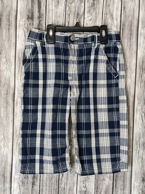 Boys Youth Blue & White Plaid Adjustable Waist Wrangler Shorts Size 8 Cotton - Изображение 1 из 4