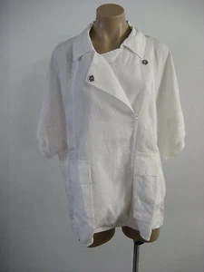 EILEEN FISHER White Linen Stretch Short Sleeve Jacket Top Small S NWT $198 - Picture 1 of 11