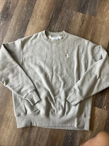 Vintage 80s Champion Reverse Weave Size Large Warmup Crewneck Sweatshirt Gray - Picture 1 of 4
