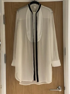 Soft White Long Silk Blouse L - Picture 1 of 5