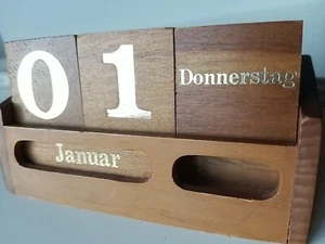 Immerwährender Kalender, Ewiger Kalender, Holz GOLD vintage - Bild 1 von 15