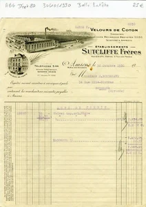 Dépt 80 - Amiens 52 Rue des Sergents - Belle Entête Secteur du Tissage de 1930 - Picture 1 of 1