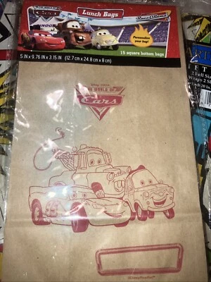 Disney Pixar Cars Pack De Almuerzo Fiesta Bolsas Regalo Marrón 15 Bolsas Nuevo Foto 1 de 2
