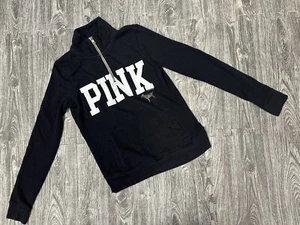 🖤 VS PINK Love Black 1/4 Zip Pullover Sweatshirt size XS - Picture 1 of 6