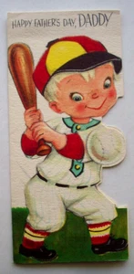 Biglietto di auguri Little Leaguer giocatore di baseball vintage festa del papà *LL9 - Foto 1 di 2
