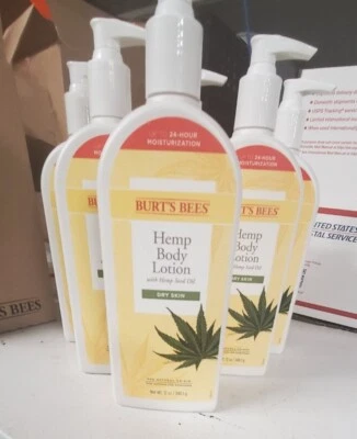 12 BURT'S BEES LOÇÃO CORPORAL DE CÂNHAMO PARA PELE SECA COM ÓLEO DE SEMENTE DE CÂNHAMO - 12 Oz - ENVIO GRÁTIS - Imagem 1 de 4