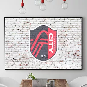 St Louis CITY SC auf Ziegelmauer Schild MLS Major League Fußball POSTER LEINWAND - Bild 1 von 7