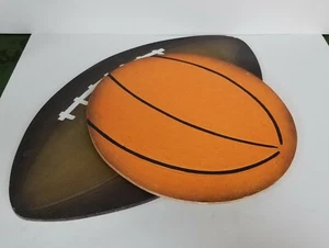Basketball and Football Wall Decorations Decor Sports Kids Man Cave brown orange - Picture 1 of 12