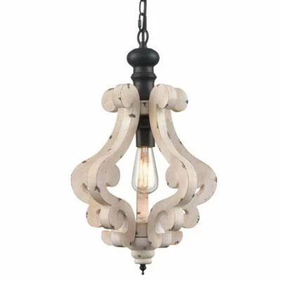 Country Shabby Chic Weathered Wood Chandelier Light Farmhouse Indoor Lighting  - Image 1 of 4