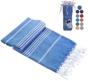 Turkish Beach Towel Prewashed 100% Cotton Soft Absorbent Quick Dry Sand Free ... - Picture 1 of 6