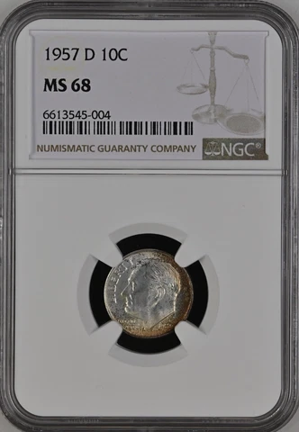 1957-D 10C Roosevelt Ten Cent NGC MS68   6613545-004 Cover