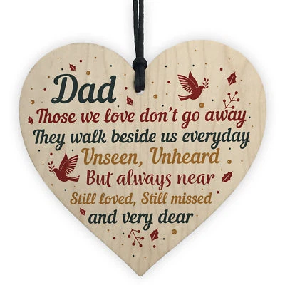 RED OCEAN DAD Memorial Plaques Wood Heart Christmas Tree Bauble Ornament Decoration Sign