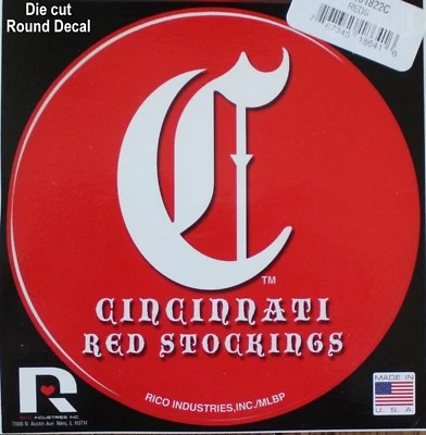 Round Cincinnati Reds Red Stockings Logo MLB Window Decal Baseball Car Sticker - Image 1 of 4