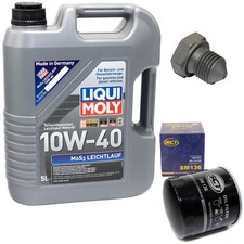 Engine oil set 10W-40 5 liters + oil filter SM 136 + screw for Audi 100 Avant A6 VW