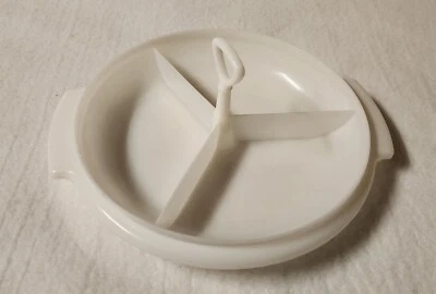 Tupperware Suzette Divided Condiment 3 Section Serving Tray Handle 608 White - Image 1 of 2
