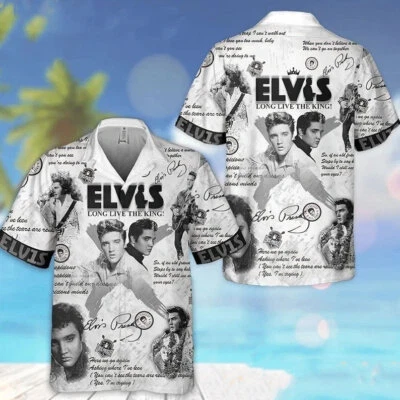 Camisa hawaiana Elvis Presley, blusas de mujer Elvis, camisa de lino Elvis, larga informal  Foto 1 de 3