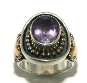 Anello vestito donna argento sterling 925 e pietra viola taglia UK N - Foto 1 di 6