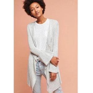 NWT MOTH Anthropologie Lyra Gray Speckle Bell Sleeve Cardigan Sweater Medium - Foto 1 di 9