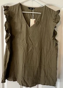 Women’s V Neck Ruffle Sleeveless Tank Top XXL NWT - Picture 1 of 7