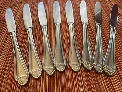 8 facas de jantar Pfaltzgraff BISCAYNE talheres de aço inoxidável 9” concha - Imagem 1 de 4