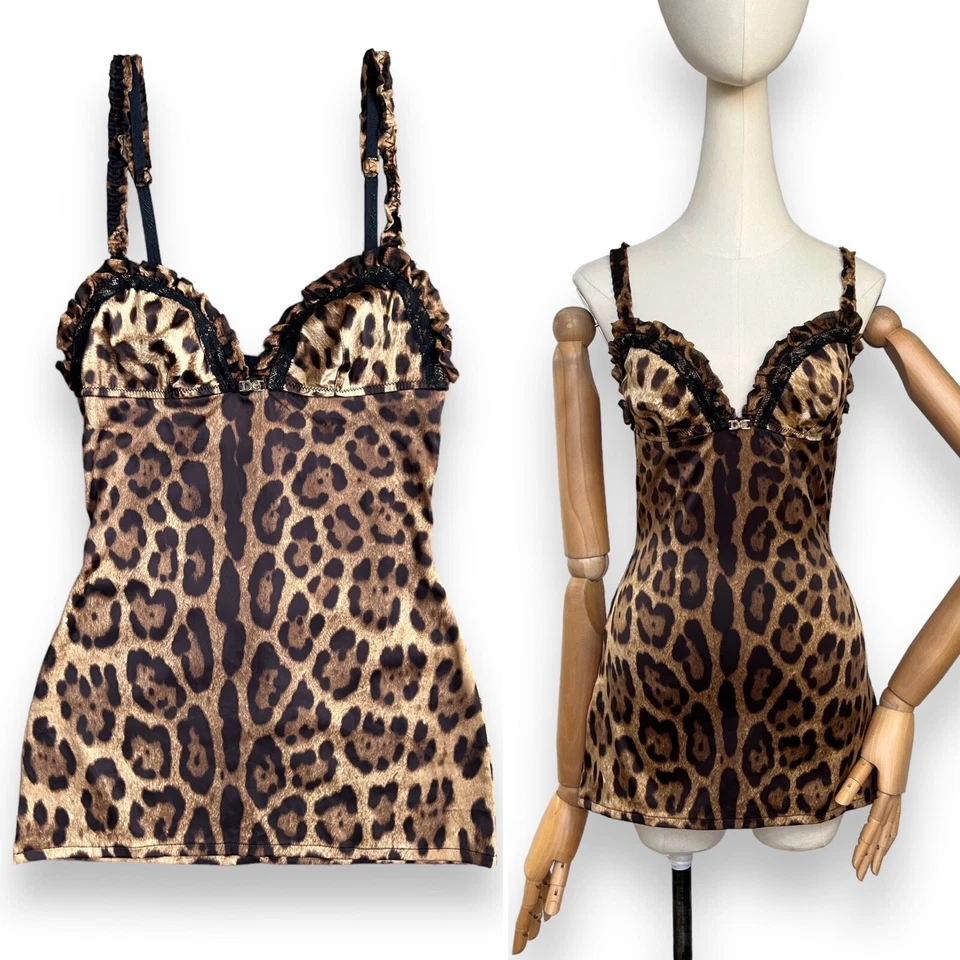 Camiseta sin mangas con camisola estampado de leopardo DOLCE & GABBANA logotipo DG talla S Foto 1 de 4