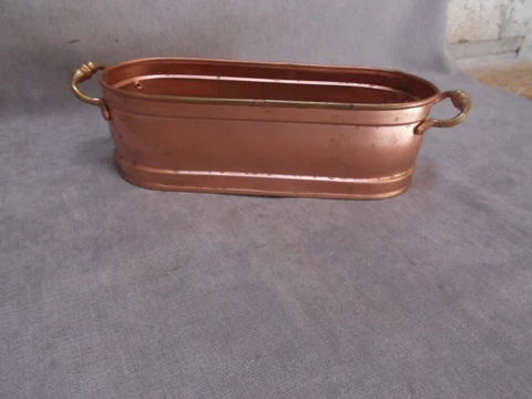 French Vintage Copper Tone  Herbal Planter w/ brass handles Cover
