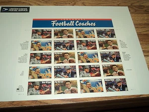 SHEET OF 20 LEGENDARY FOOTBALL COACHES 32 CENT STAMPS - Picture 1 of 4