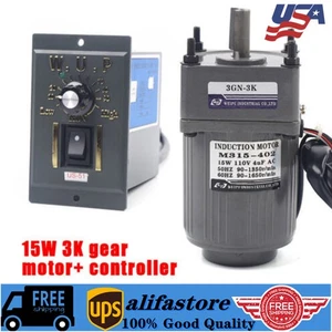 110V 15W AC Getriebemotor Elektromotor mit regelbarem Drehzahlregler 0-450U/min 3K - Bild 1 von 15