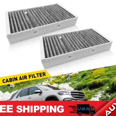 Activated 2x Carbon Cabin Air Filter Fit Mercedes-Benz GLS450 GLE350 ML250 ML550 - Image 1 of 4