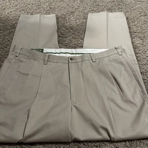 Orvis Pants Dark Khaki Pleated Front Heavy Cotton Mens 42x32 Work Casual - Picture 1 of 4