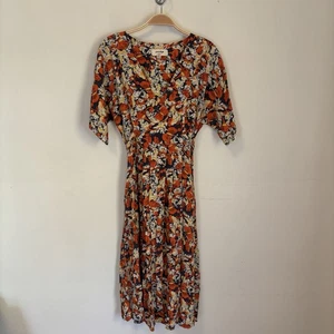 Anthropologie Porridge Les Papilons Midikleid XS Floral Coquette Boho Rot - Bild 1 von 9