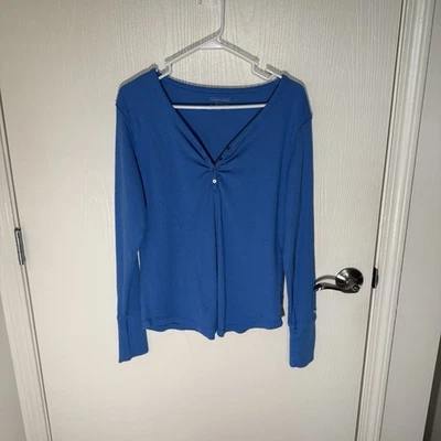 Camisa térmica para mujer Columbia Henley azul grande omni-mecha tejido gofre exterior Foto 1 de 4