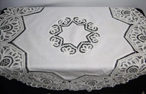 Vtg Battenburg Lace 49" D Tablecloth 8 & 10 Pointed Star Hearts Design Victorian - Picture 1 of 6