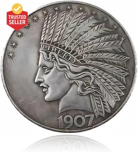 Antica moneta da 10 dollari testa indiana Liberty, dollaro d'argento Morgan non circolata, - Foto 1 di 12