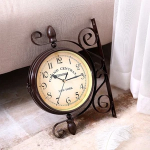 Practical Double-Sided Clock Train 8" Vintage Antique Clock Decorative - Picture 1 of 12