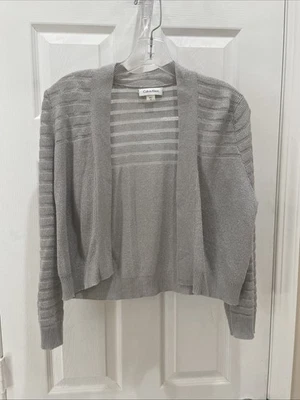 Suéter Cárdigan Abierto Manga Larga Metálico Plateado Mujer Calvin Klein Talla M Foto 1 de 3