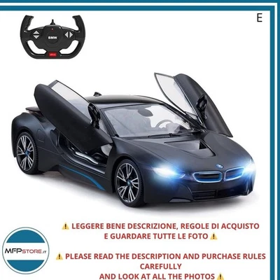 BMW i8 RASTAR 1:14 auto radiocomandata con luci e porte apribili nero opaco - Immagine 1 di 4